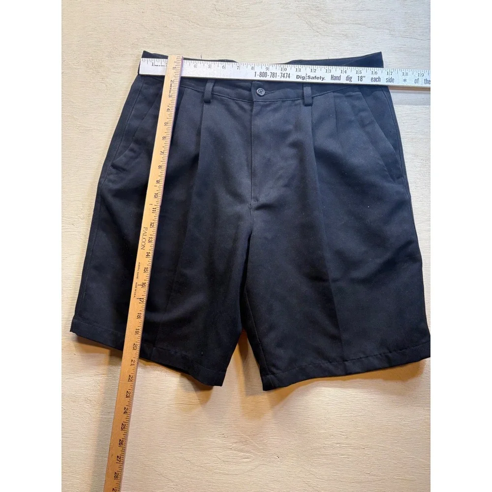 VTG 90s Dockers Golf Shorts Mens 33 Cadet Black Twill Pleated Quiet Money Dad